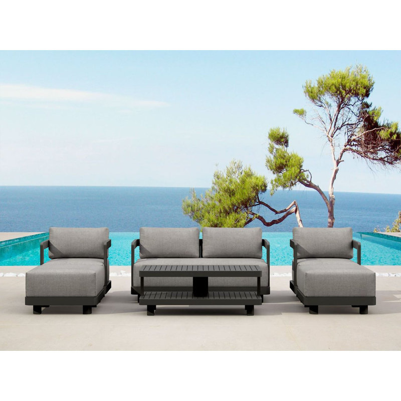 Granada Dark Grey Aluminum Outdoor 6-Piece Conversation Set