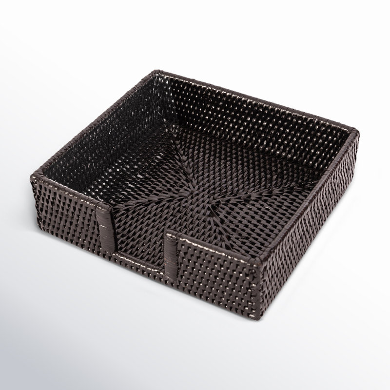 Tudor Black Handwoven Rattan Luncheon Napkin Holder
