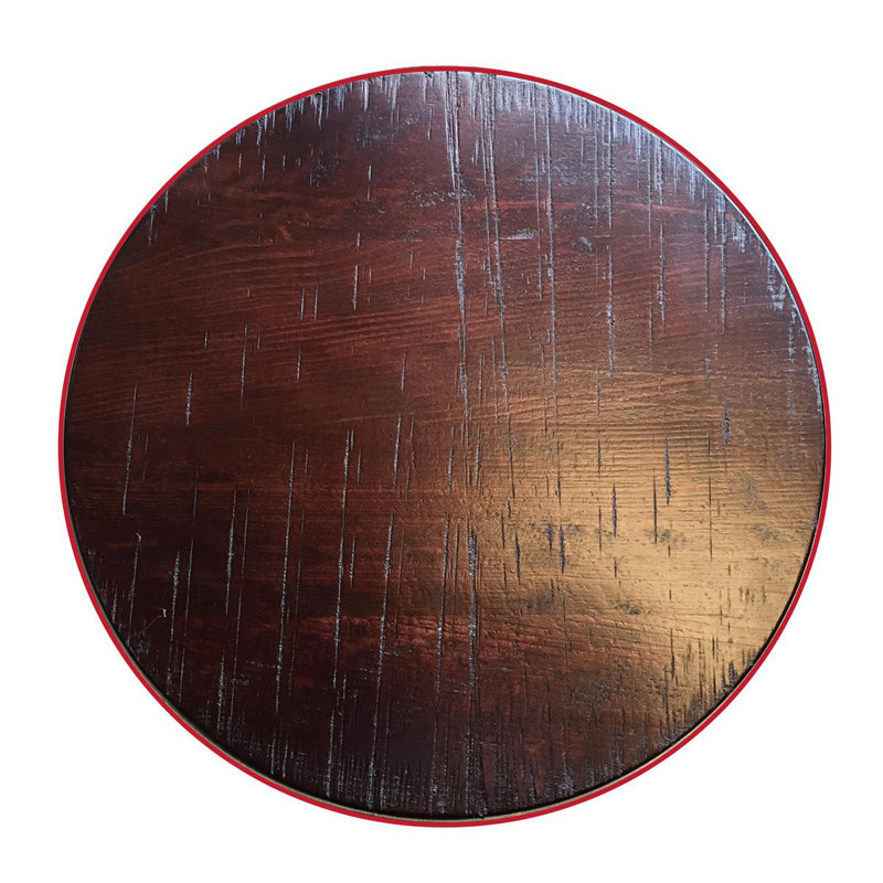 Adjustable Swivel Backless Stool in Steel Black and Cherry Wood