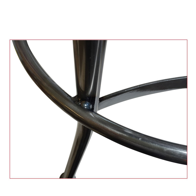 Adjustable Swivel Backless Stool in Steel Black and Cherry Wood