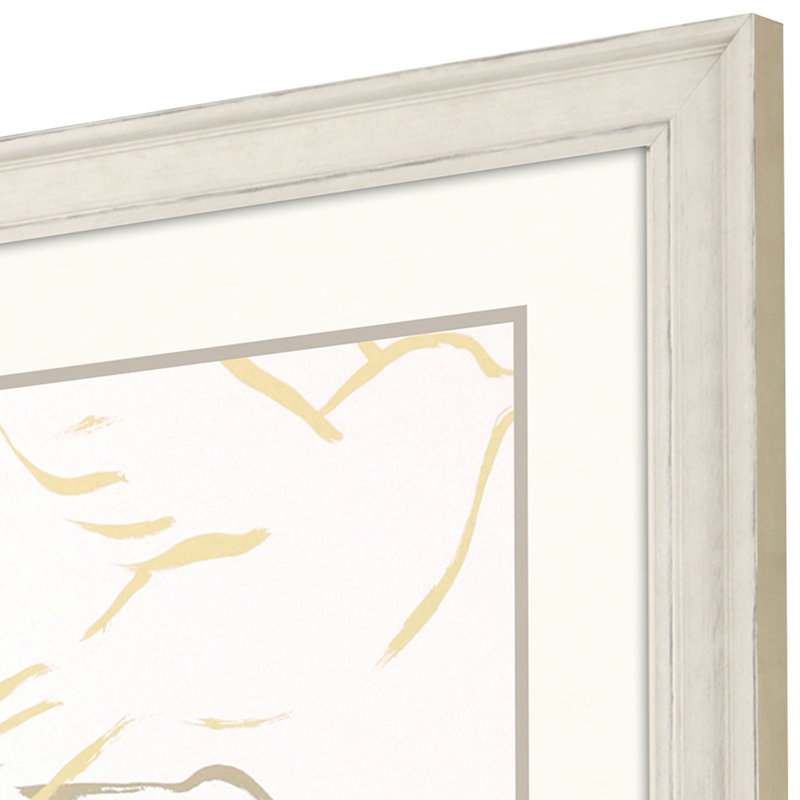 Feather Flight II Distressed Ivory Wood Framed Canvas Art