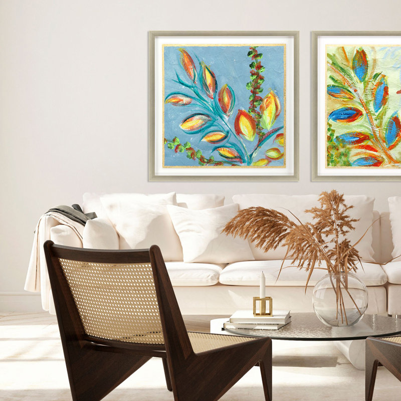 Sassy Botanica I Blue and Gold Leaf Framed Print