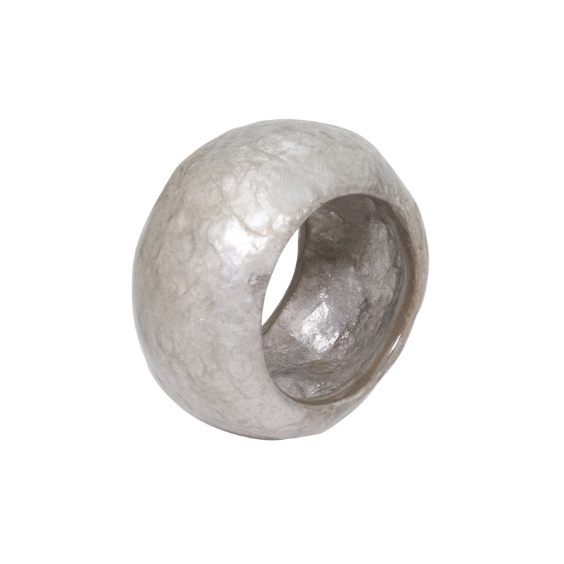 Silver Textured Capiz Napkin Rings Set of 4
