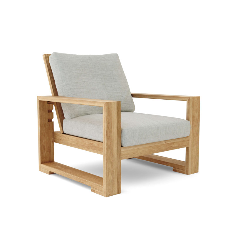 Capistrano 70'' Teak Lounge Chair with Ottoman and Cushions