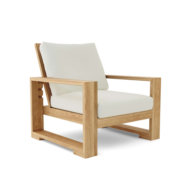 Capistrano 70'' Teak Lounge Chair with Ottoman and Cushions