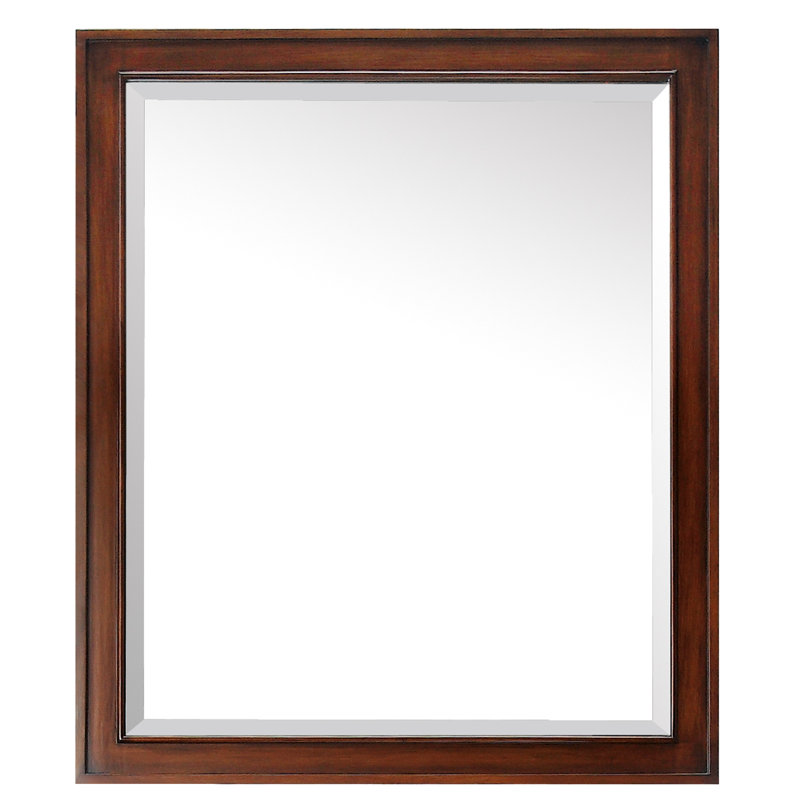 Walnut Rectangular Wood Framed Bathroom Vanity Mirror