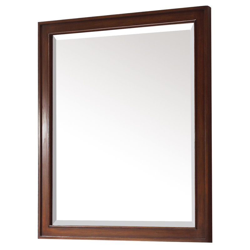 Walnut Rectangular Wood Framed Bathroom Vanity Mirror