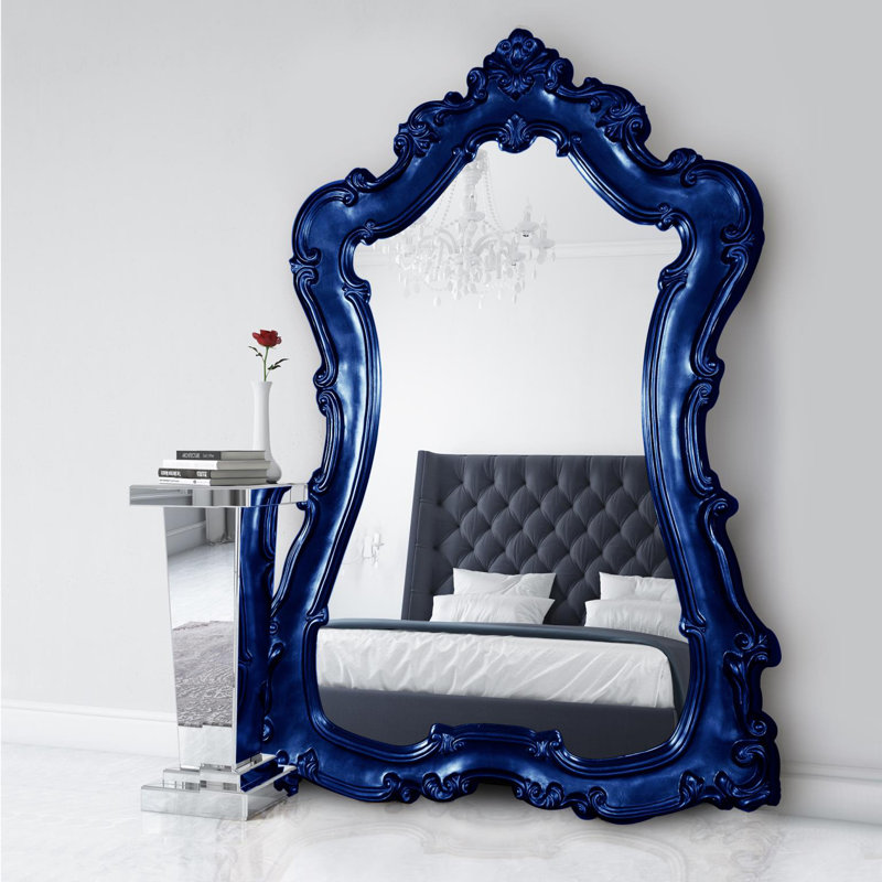 Ornate Champagne Silver Leaf Vertical Glass Mirror