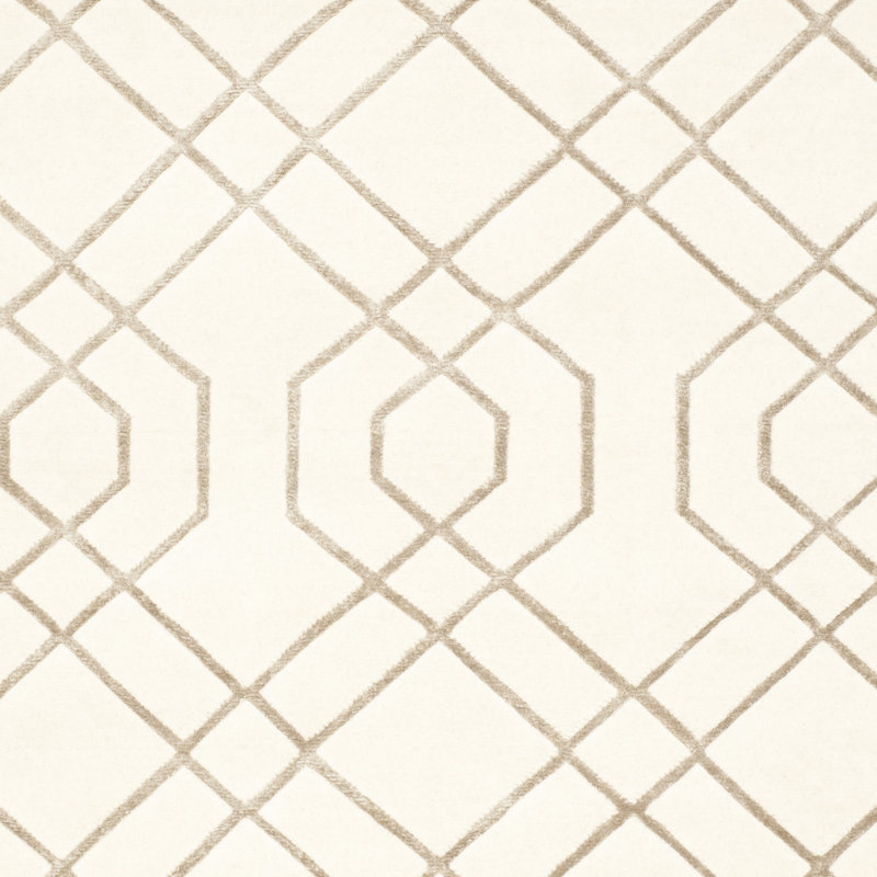 Ivory Hand-Knotted Wool Geometric 10' x 14' Area Rug