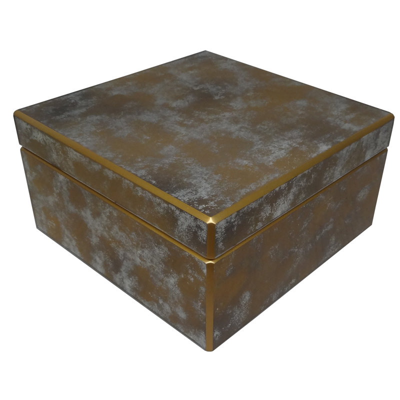 Medium Antique Gold and Silver Reverse Painted Mirror Box