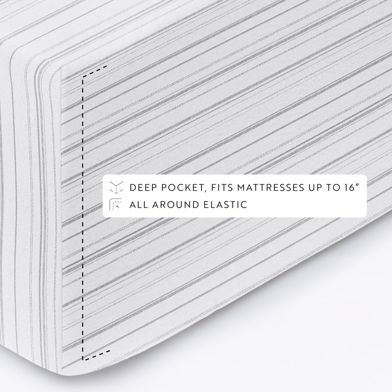 King Gray Cotton Flannel Stripe Sheet Set