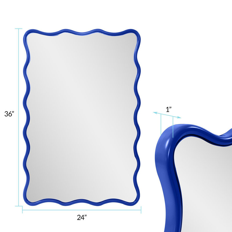 Royal Blue Scalloped Frame Rectangular Wall Mirror