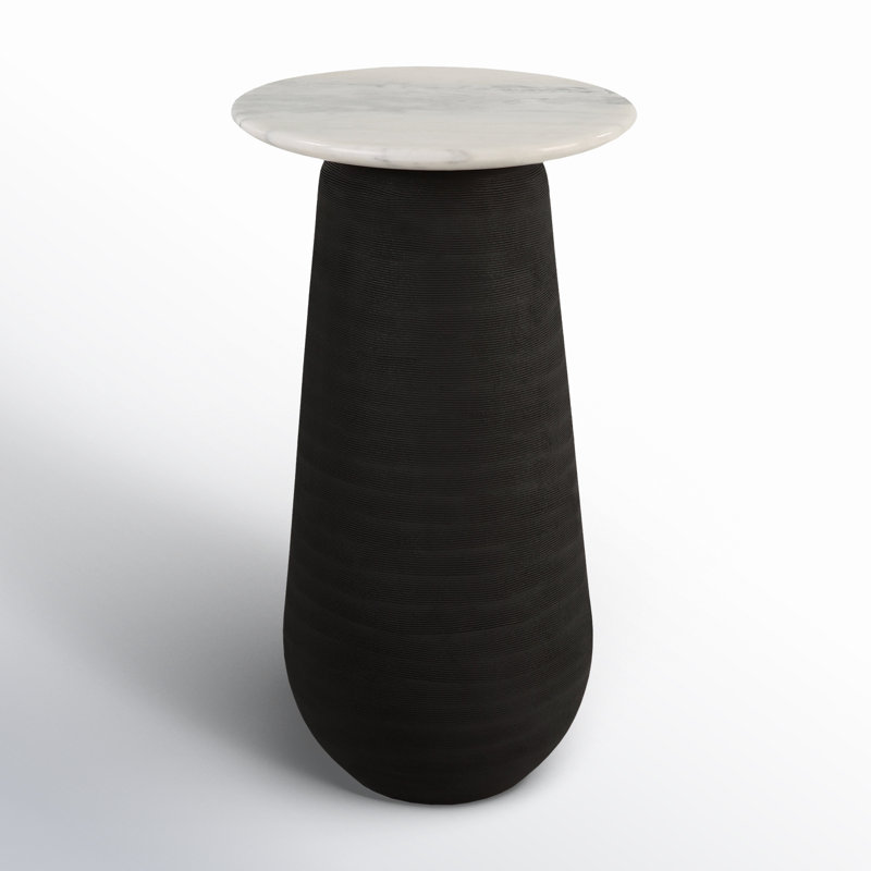Round Black and White Marble Accent Table