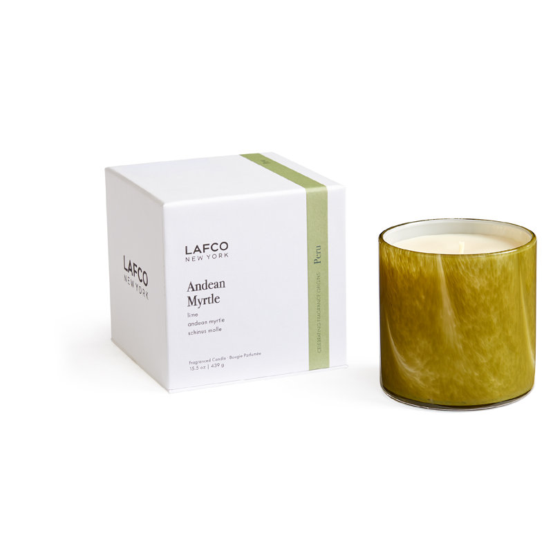 15.5oz White Andean Myrtle Soy Candle in Hand Blown Glass