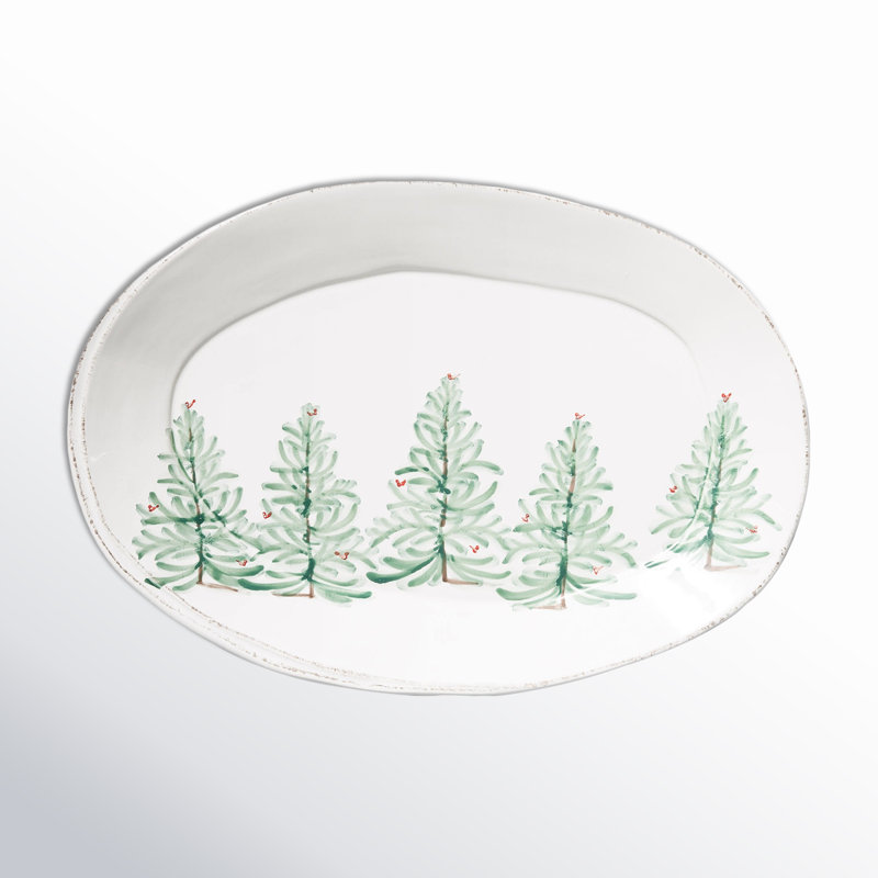 Lastra Holiday Handpainted Ceramic Oval Platter