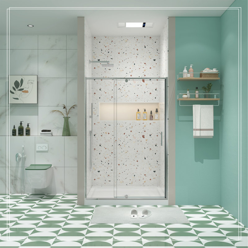 60 in. Chrome Framed Pivot Shower Door with Clear Glass
