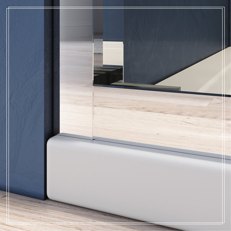 60" x 72" Semi Frameless Sliding Aluminum Shower Door with Clear Tempered Glass