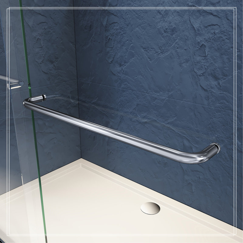 60" x 72" Semi Frameless Sliding Aluminum Shower Door with Clear Tempered Glass