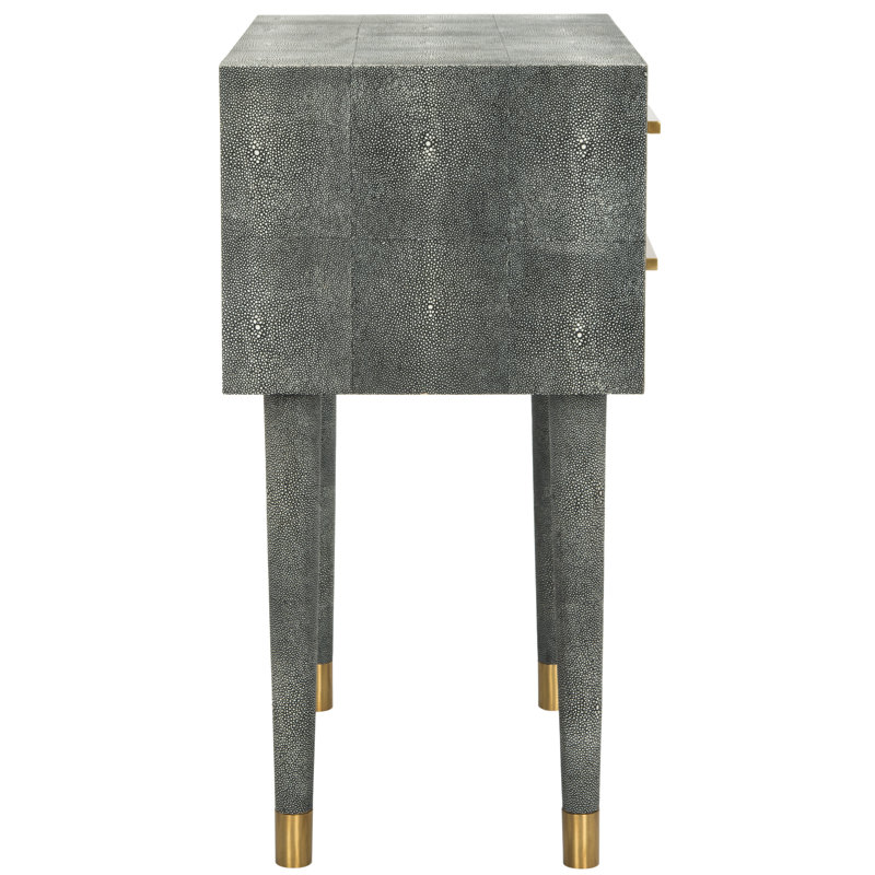 Black Faux Shagreen Rectangular End Table with Storage