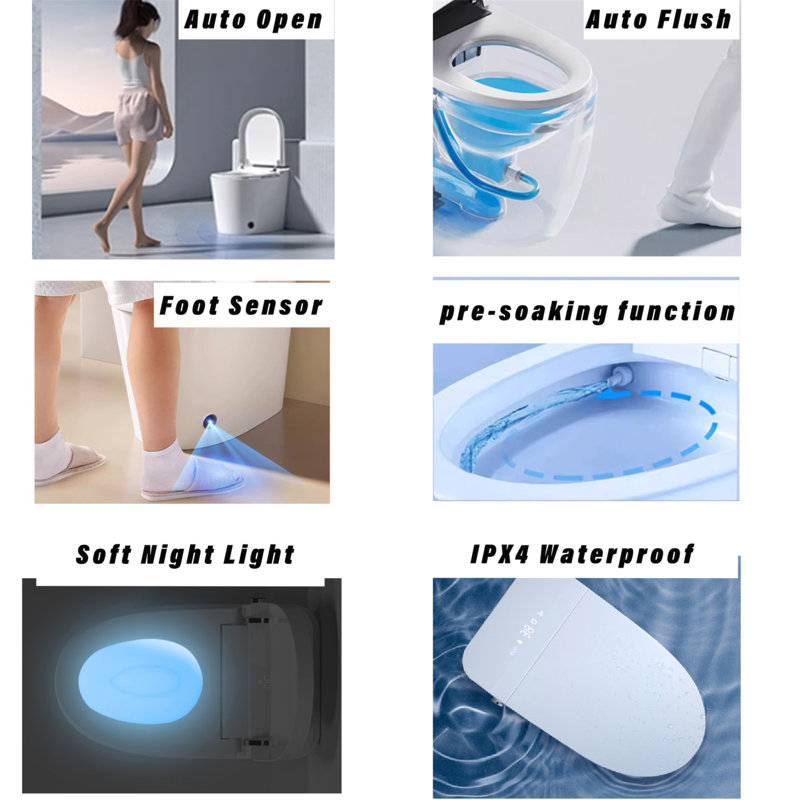 White High Efficiency Intelligent Smart Toilet with Heated Bidet Seat