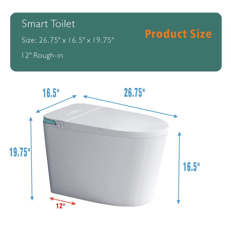 White High Efficiency Intelligent Smart Toilet with Heated Bidet Seat