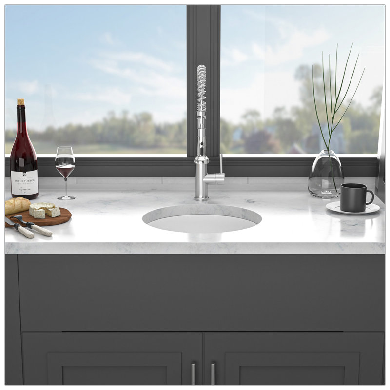 18 Inch White Ceramic Farmhouse Drop-In Kitchen Sink with Grid and Strainer