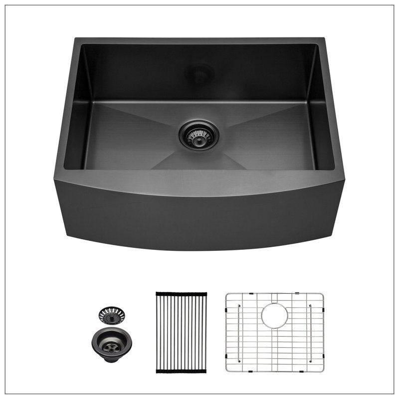 Matte Black Stainless Steel Farmhouse Apron Single Bowl Kitchen Sink
