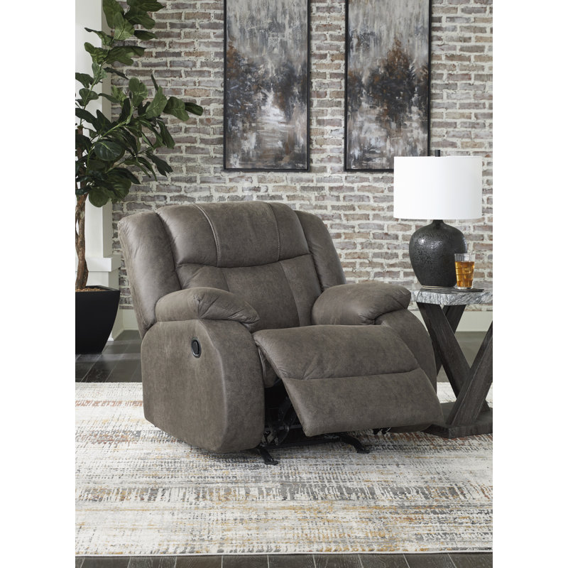 Gray Faux Leather Contemporary Recliner with Metal Frame