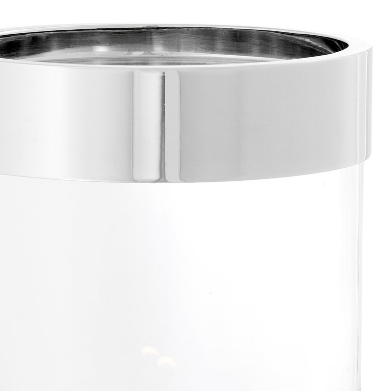 Clear Glass and Silver Tabletop Hurricane Candle Holder