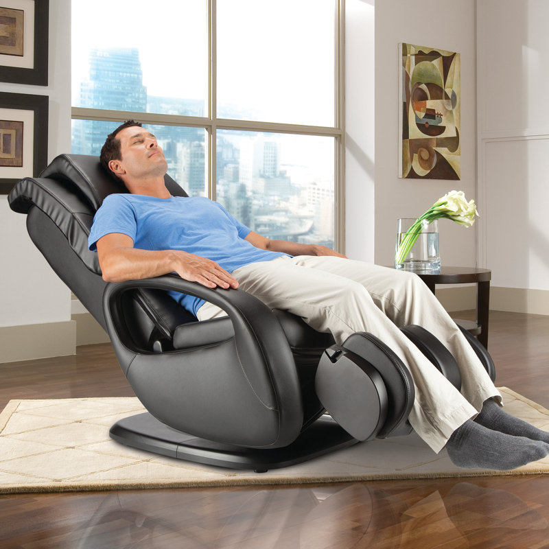 Black Faux Leather Swivel Massage Recliner Chair