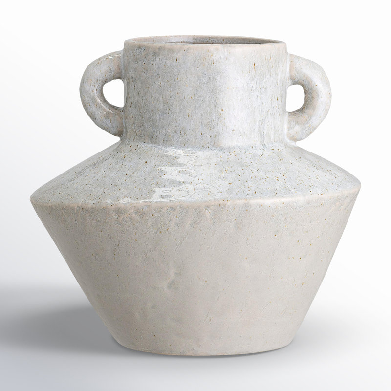 8.25'' Light Gray Ceramic Amphora Table Vase