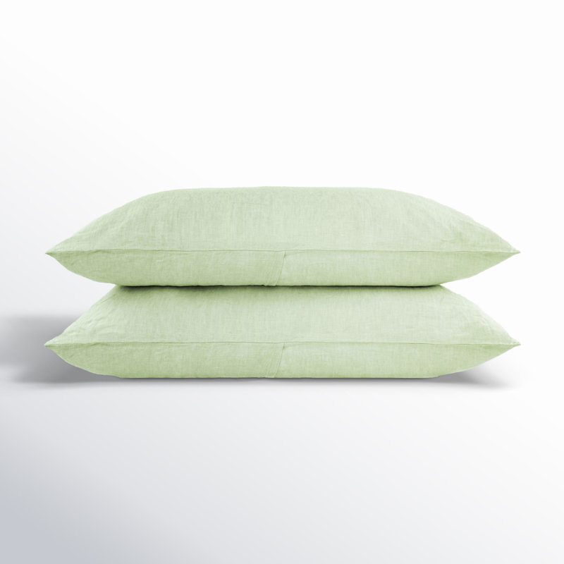 Matcha Green 100% French Linen Standard Pillowcase Set