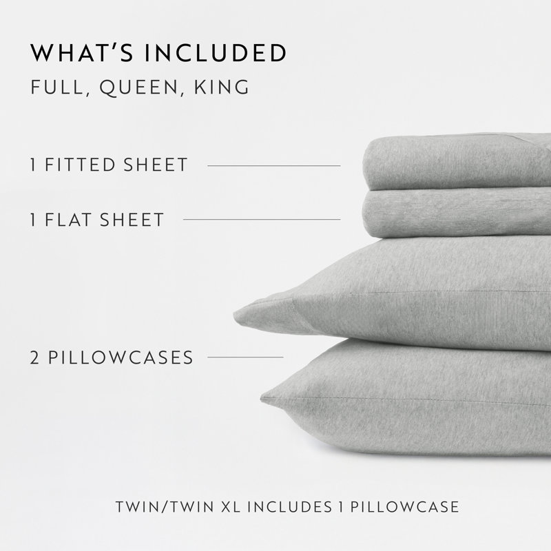 Light Gray Twin Cotton Jersey Knit 4-Piece Bedding Set