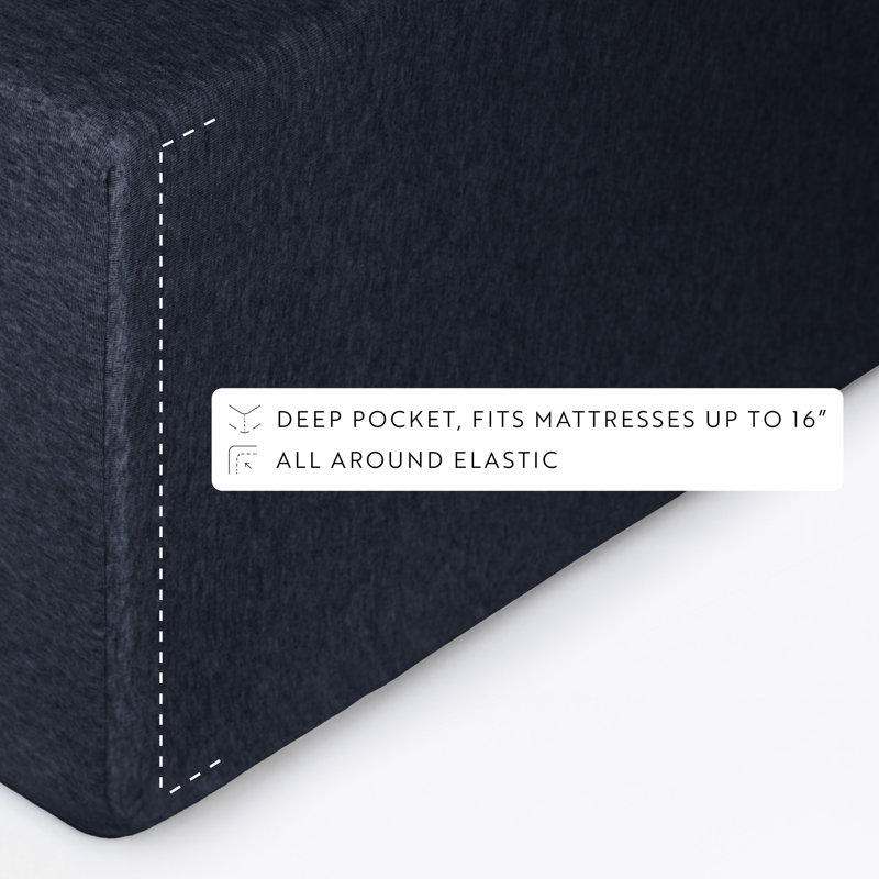 Navy Full Cotton Jersey Knit 4-Piece Bedding Set