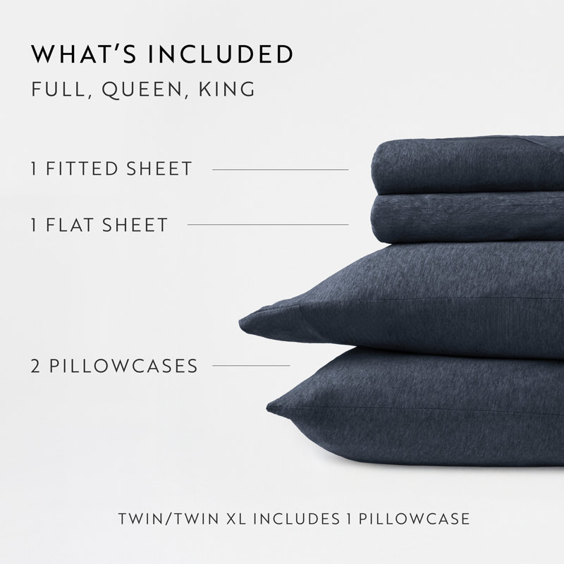 Navy Full Cotton Jersey Knit 4-Piece Bedding Set