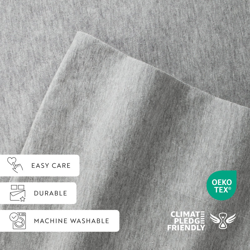 Light Gray Twin Cotton Jersey Knit 4-Piece Bedding Set