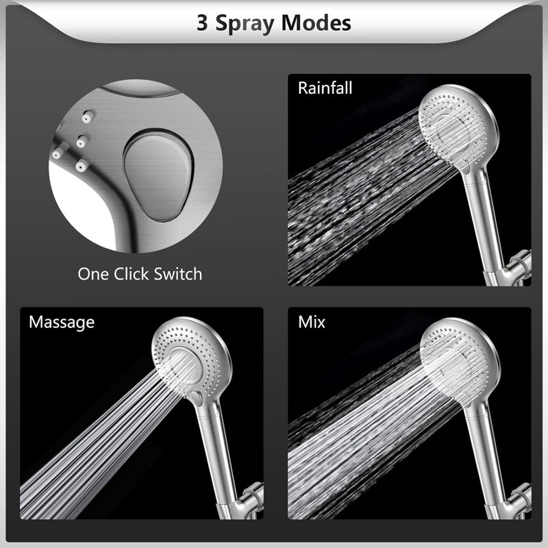 Brushed Nickel Handheld Filtered Shower Head with 3 Spray Modes