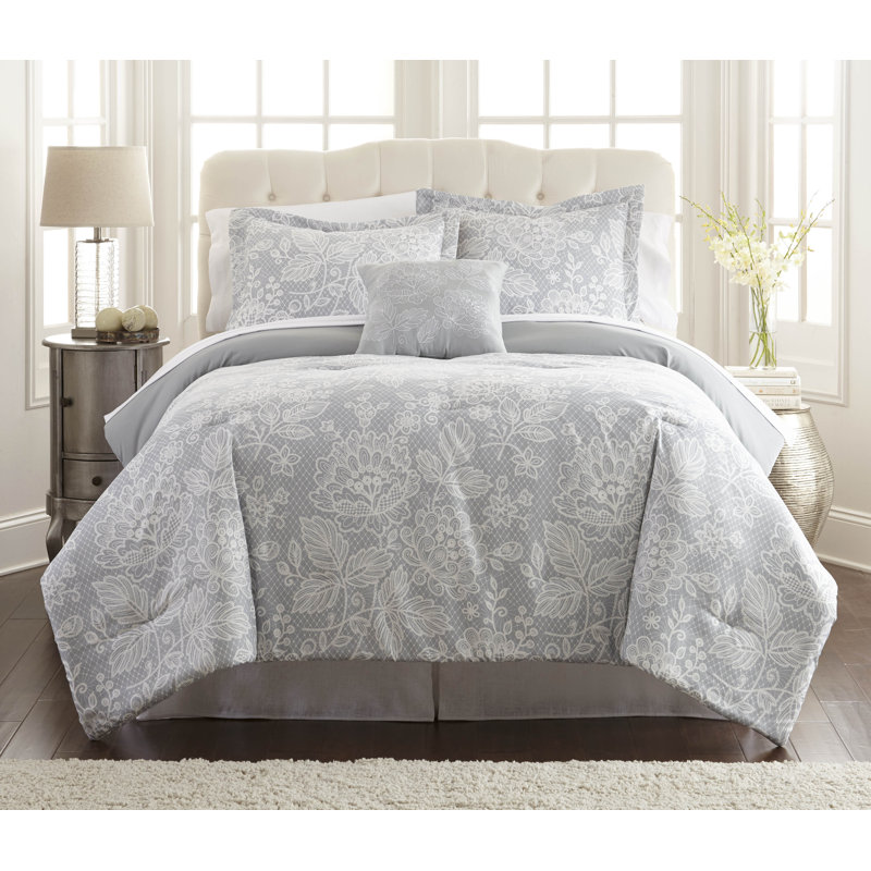 Full Gray Microfiber Reversible Bed in a Bag Set