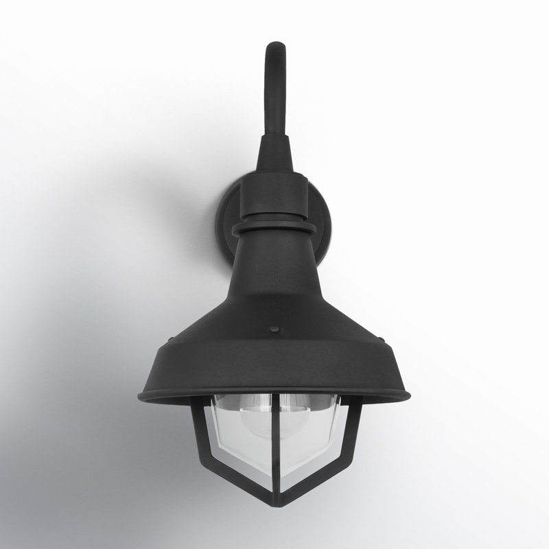 Textured Black Steel Outdoor Wall Light with Clear Glass Shade