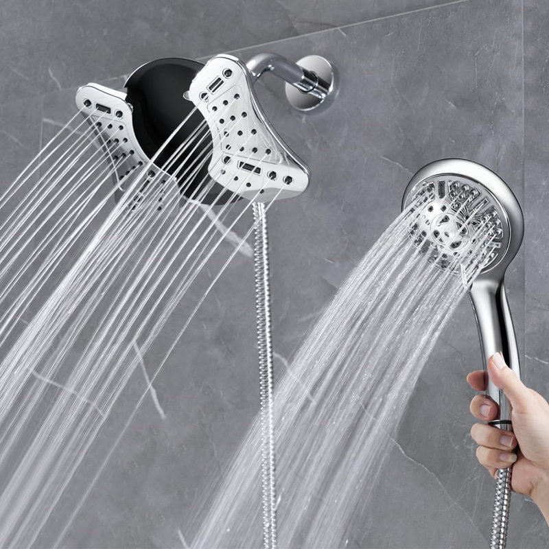 Silver 2-in-1 Rainfall Shower Head with Handheld Combo