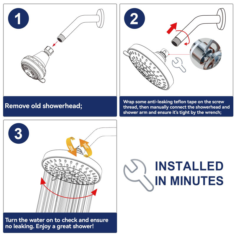 6-Inch Brushed Nickel High Pressure Rain Shower Head