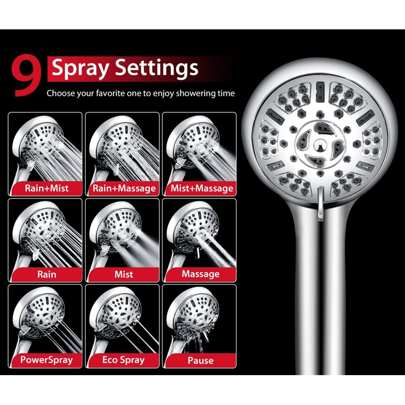 Silver 2-in-1 Rainfall Shower Head with Handheld Combo