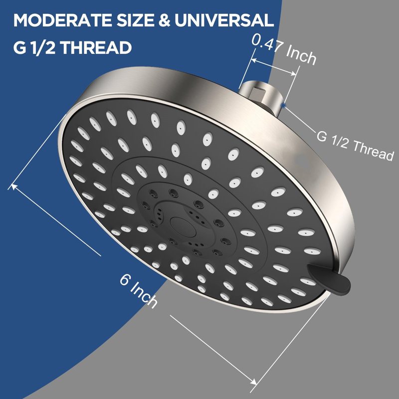 6-Inch Brushed Nickel High Pressure Rain Shower Head