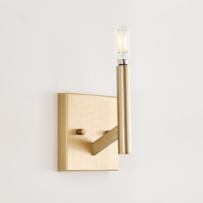 Sleek Satin Brass Outdoor Wall Sconce with Dimmable Light