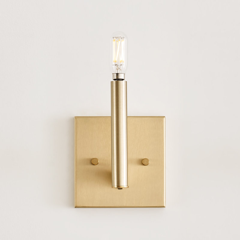 Sleek Satin Brass Outdoor Wall Sconce with Dimmable Light