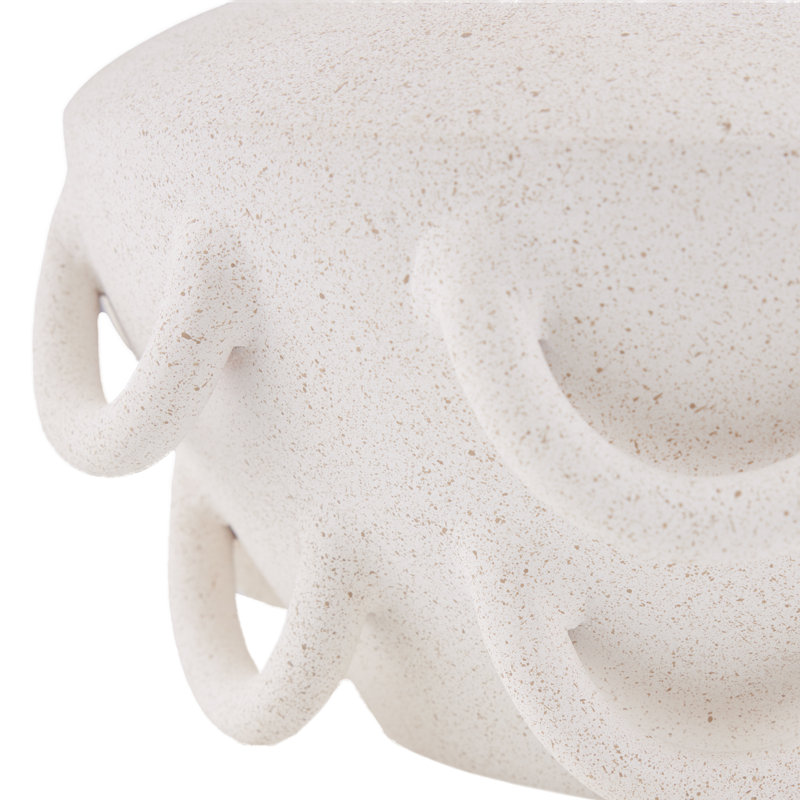 White Ceramic Abstract Shaped Decorative Bowl with Lug Handles