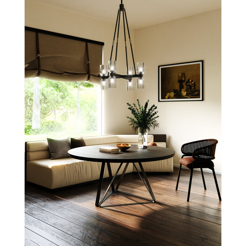 Lucian Modern Linear 8-Light Chandelier in Polished Nickel and Crystal