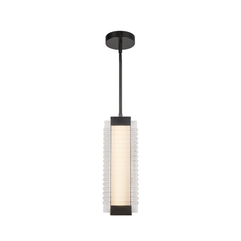 Urban Bronze Ribbed Glass LED Pendant Light