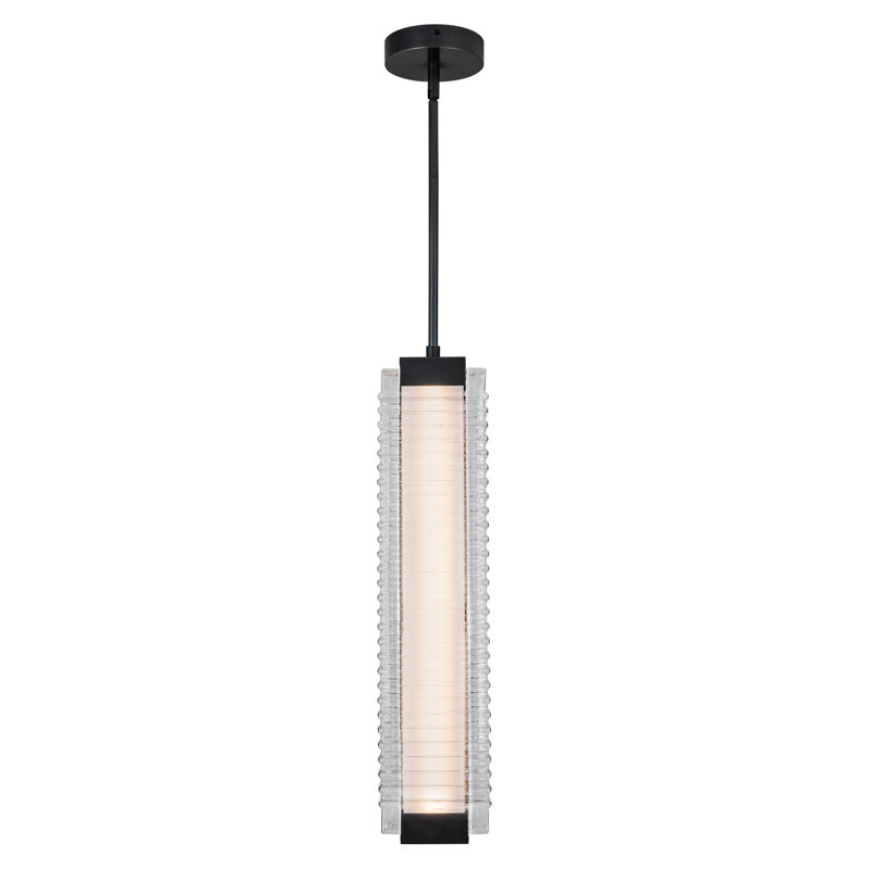 Urban Bronze Ribbed Glass LED Pendant Light