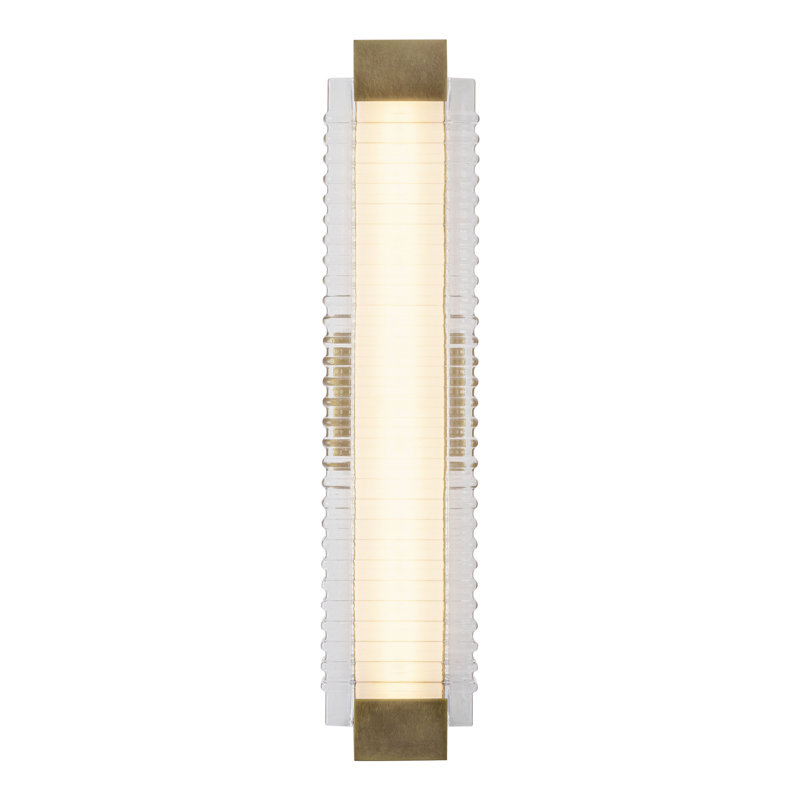 Alai 25-Inch Vintage Brass Ribbed Glass LED Wall Sconce